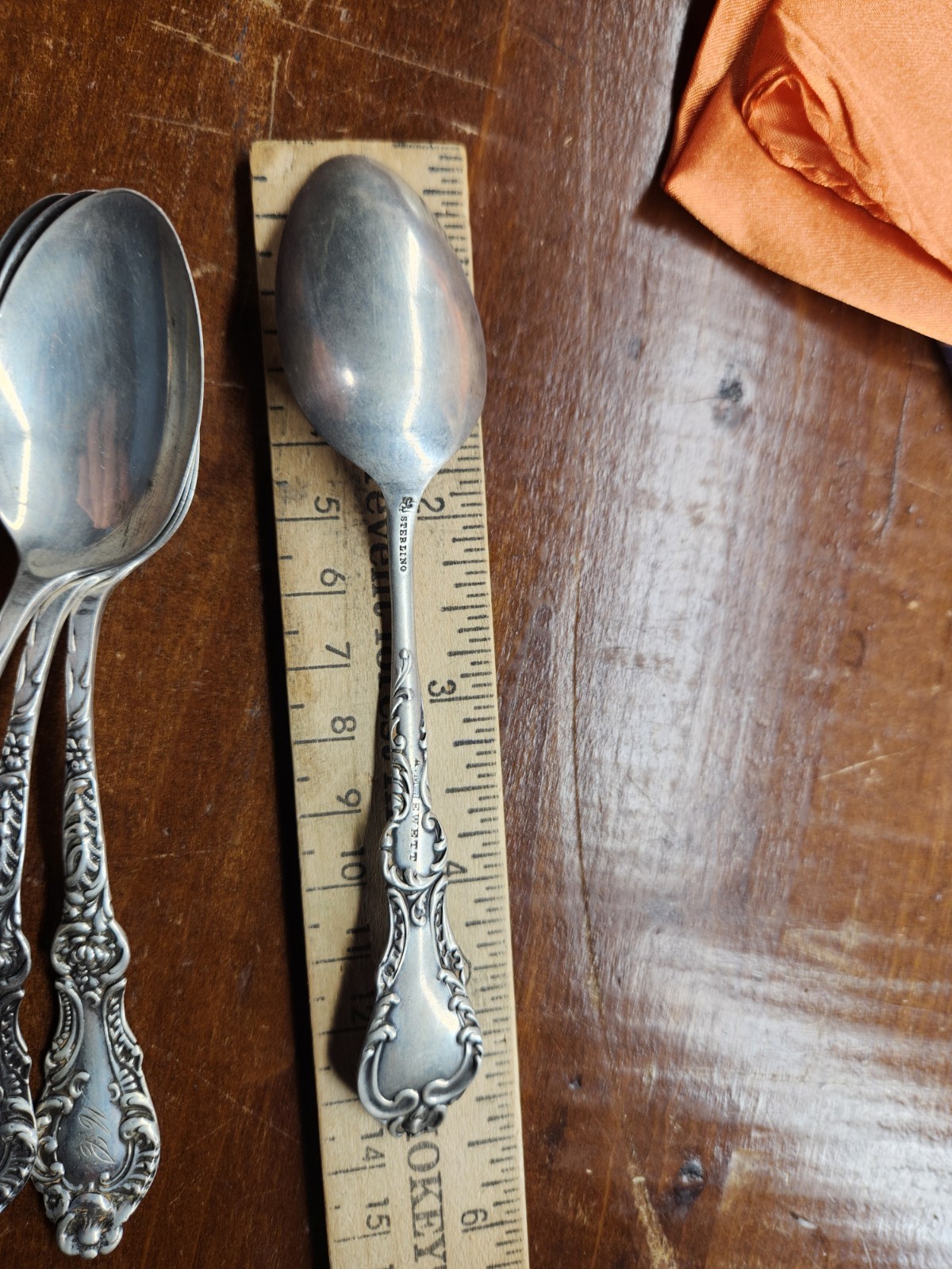 MONOGRAMMED Sterling Silver 6.25″ Teaspoon Floral Vintage Spoon 96g