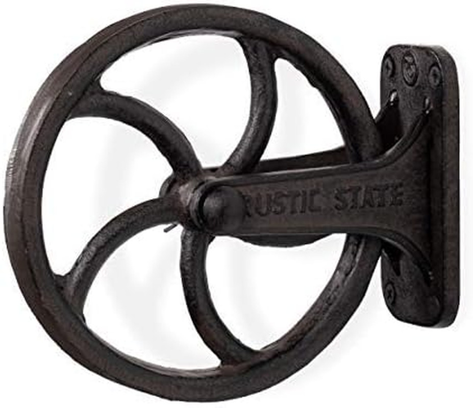 Halat Cast Iron Vintage Industrial Wheel Farmhouse Wall Mount Pulley 6.75 Inch D