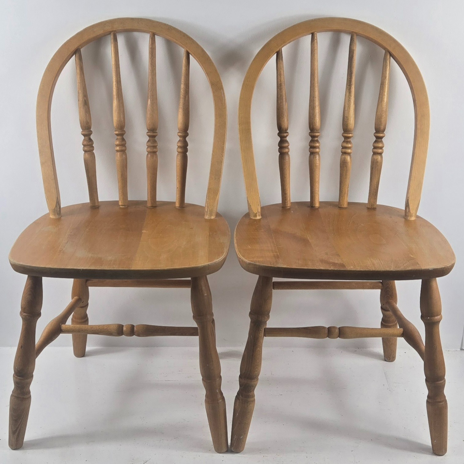 Vtg Union City Chair Company Solid Maple Children’s Bow-Back Windsor Chair Set