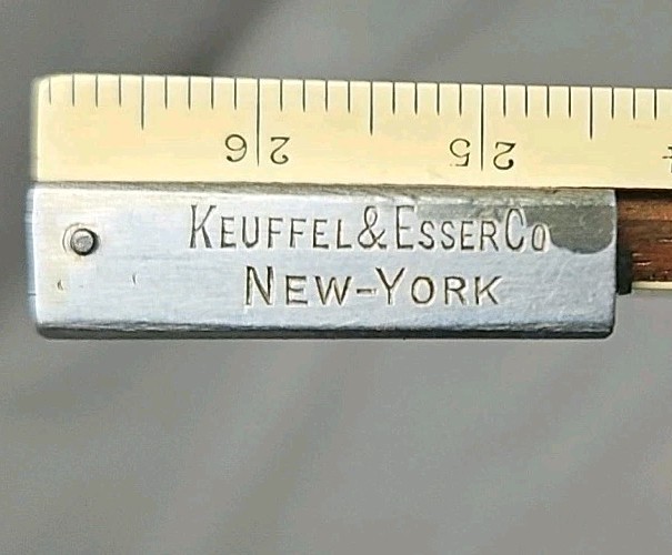 Antique Keuffel & Esser 10″ Polyphase Slide Rule Metal Glass Cursor Early Box