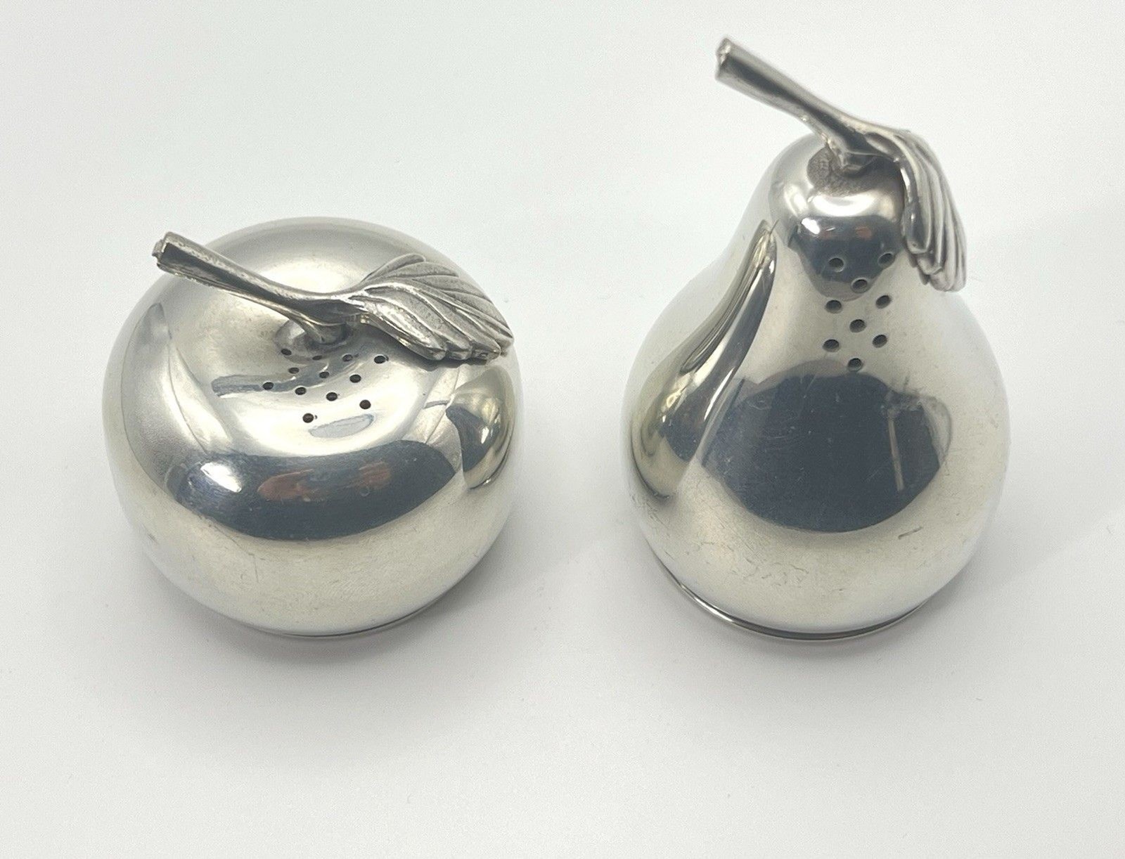 Vintage Pewter Apple and Pear Salt & Pepper Shakers Web No. 1125