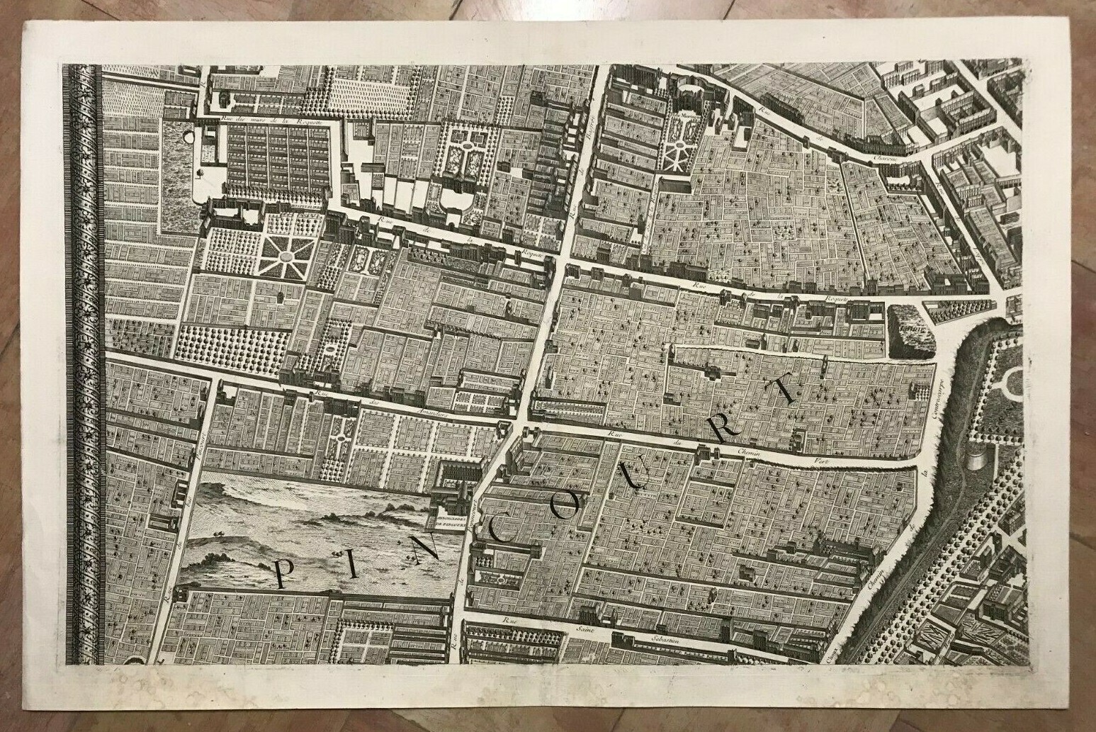 PARIS 1739 PLAN DE TURGOT & BRETEZ LARGE ANTIQUE PLAN NUMBER 5 – 1st EDITION
