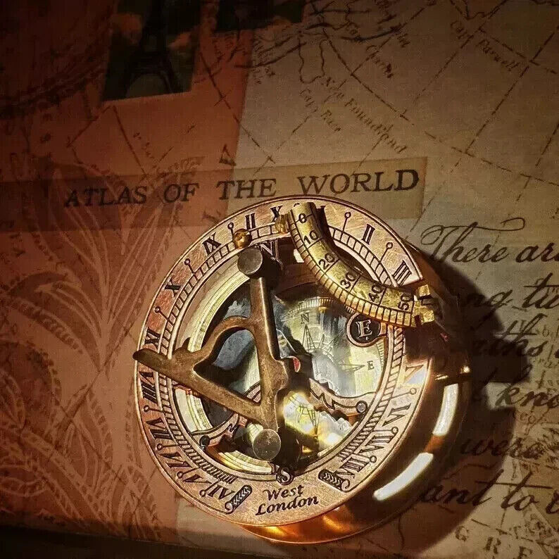 Brass Compass Antique Style Maritime Vintage Sundial Navigation Present Gift