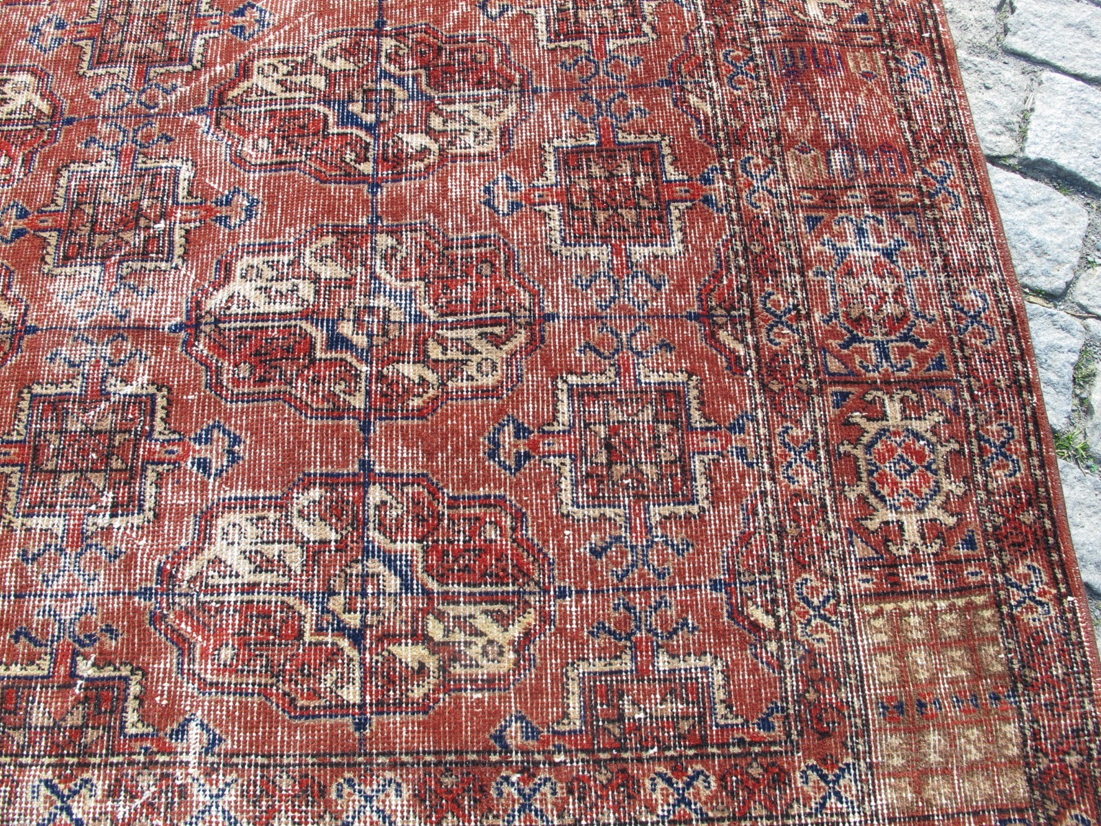 Authentic Vintage Turkish Rug Hand-knotted Wool Carpet distressed boho aesthetic