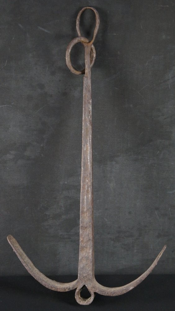 Antique Japanese hand forged small ship anchor Ikari 1800 hand craft tool