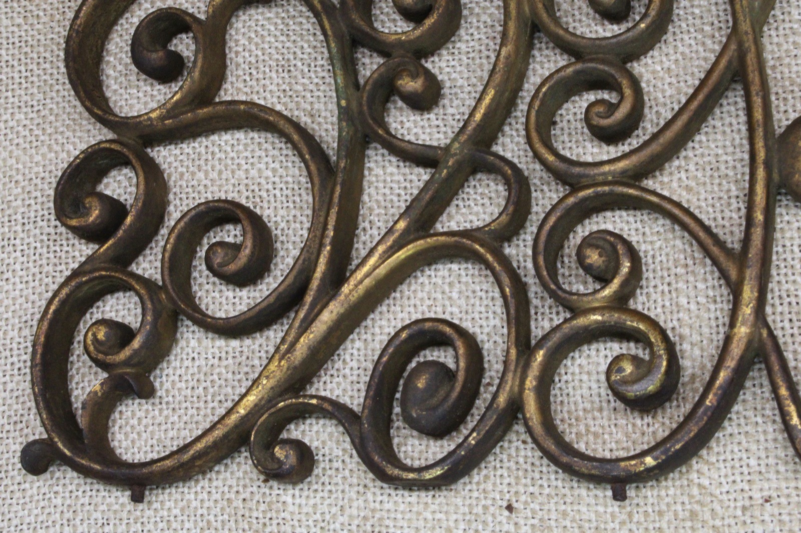 Old Brass Architectural Element Curls Vine Grill Grate Vintage 13 1/2” Cast