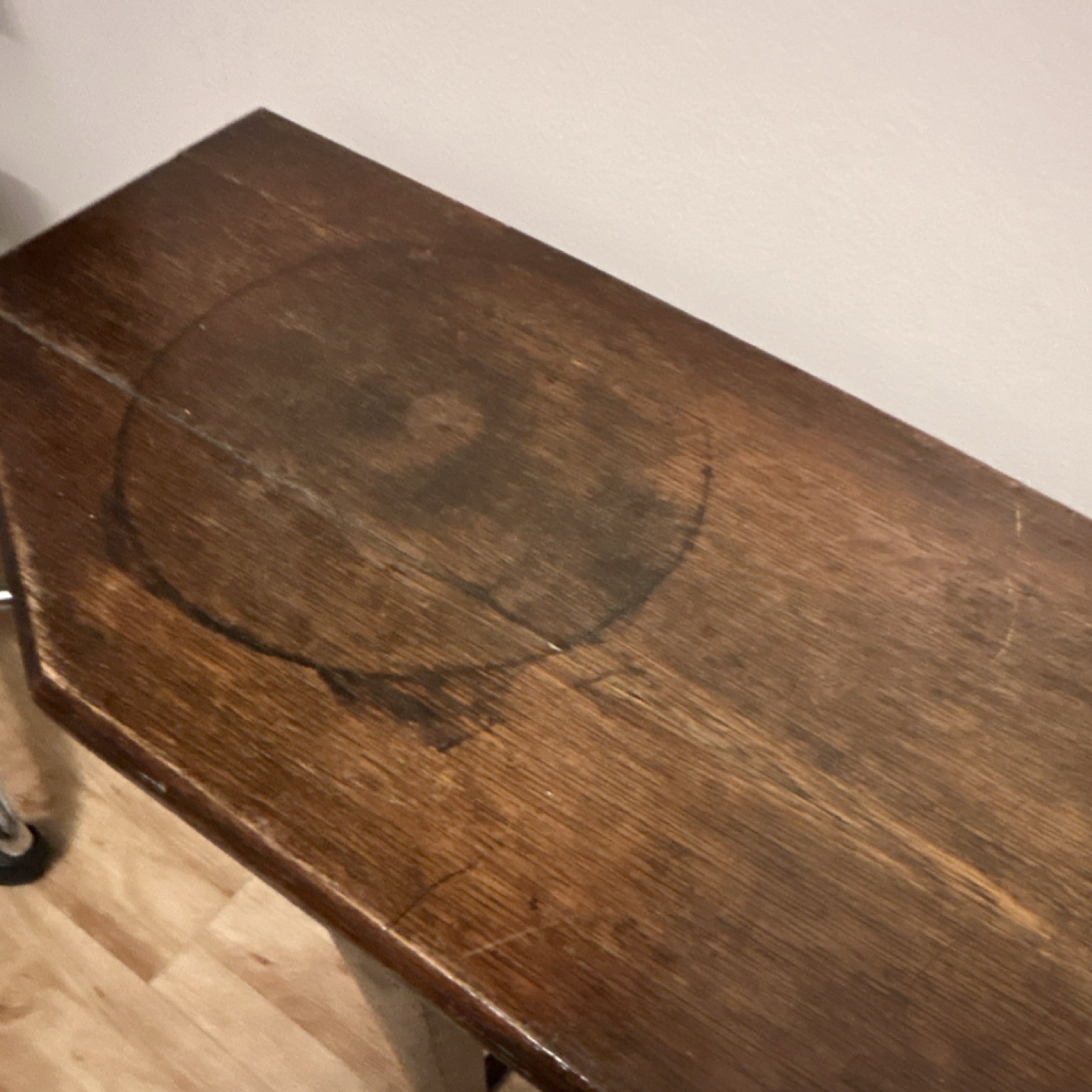 Antique Wooden Rectangular Side Table Brown Original Fully Assembled Indoor