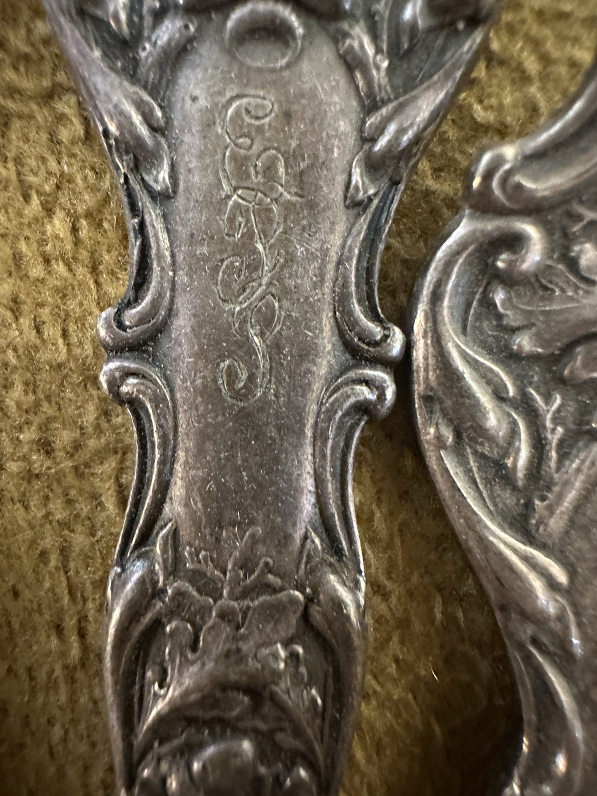 CHARTER OAK 3 Table Serving Spoons+knife 1906 Rogers Silverplate W/Monograms