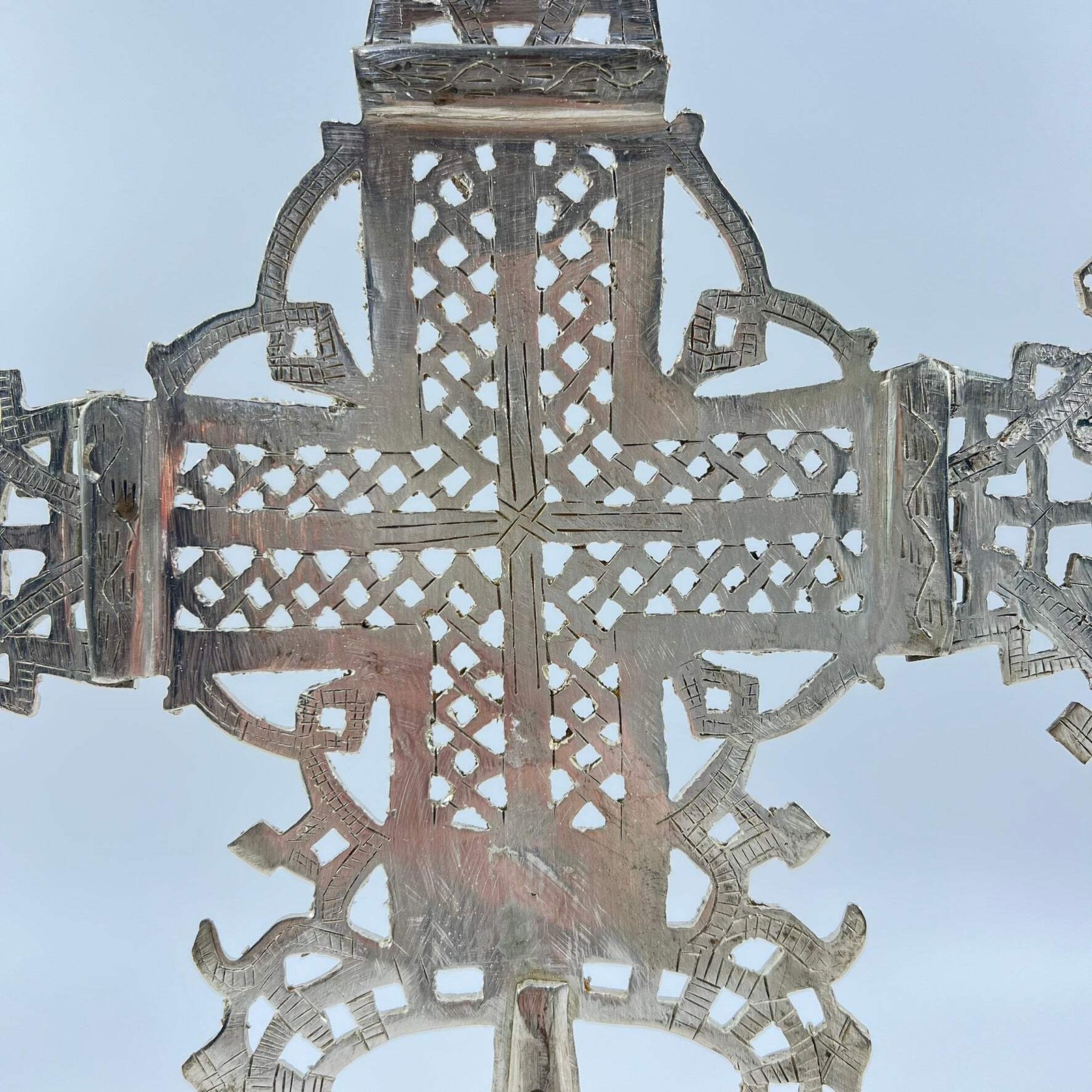 Silver Colored Coptic Processional Cross Ethiopia