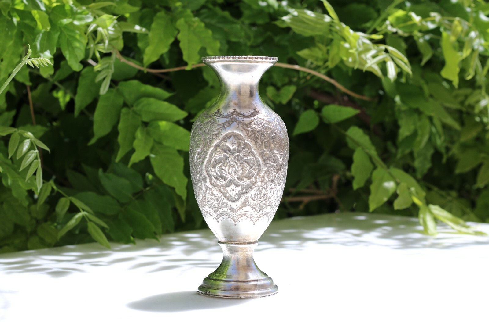 Antique class silver 84 vase handmade Needle engraving Middle Eastern