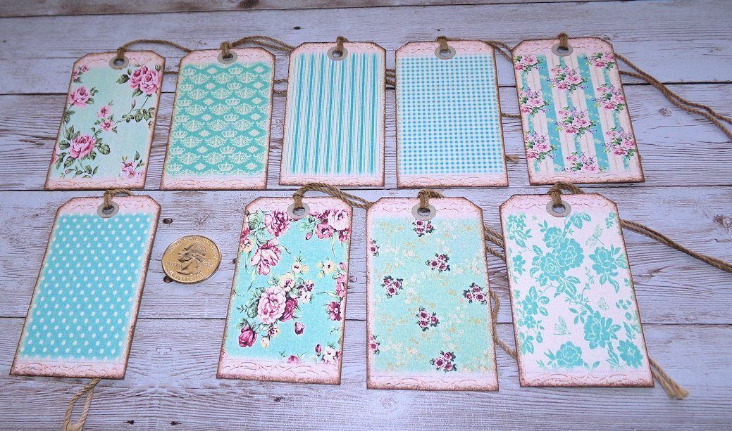 9~Vintage~Shabby Chic~Backgrounds~Junk Journal~Linen Cardstock~Gift~Hang~Tags