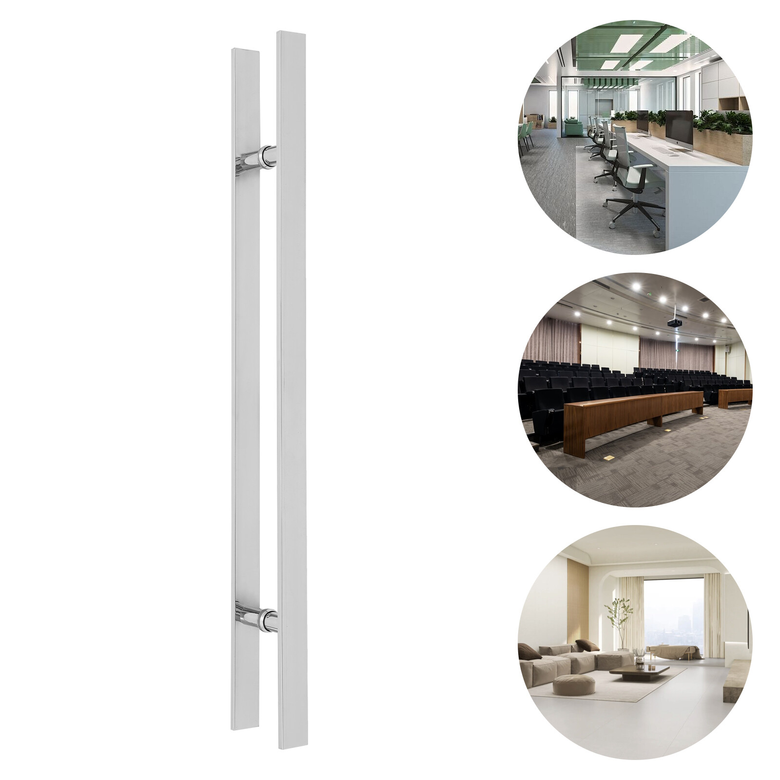 Pair Stainless Steel Push-Pull Barn Door Handles 89.5 × 4.06 cm Modern Silver