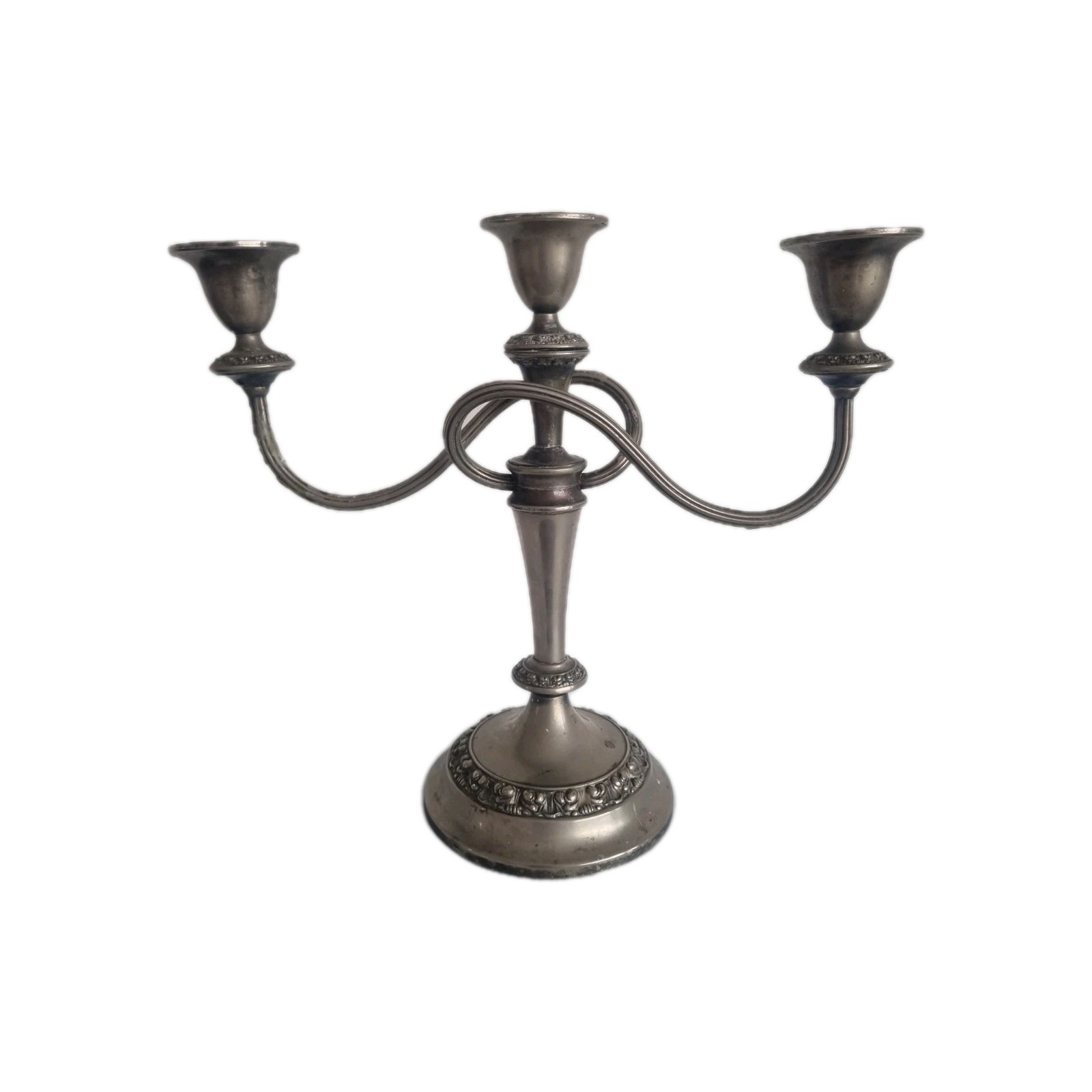 IANTHE Candelabra Silver Plated Triple 11″ Tall Candle Holder