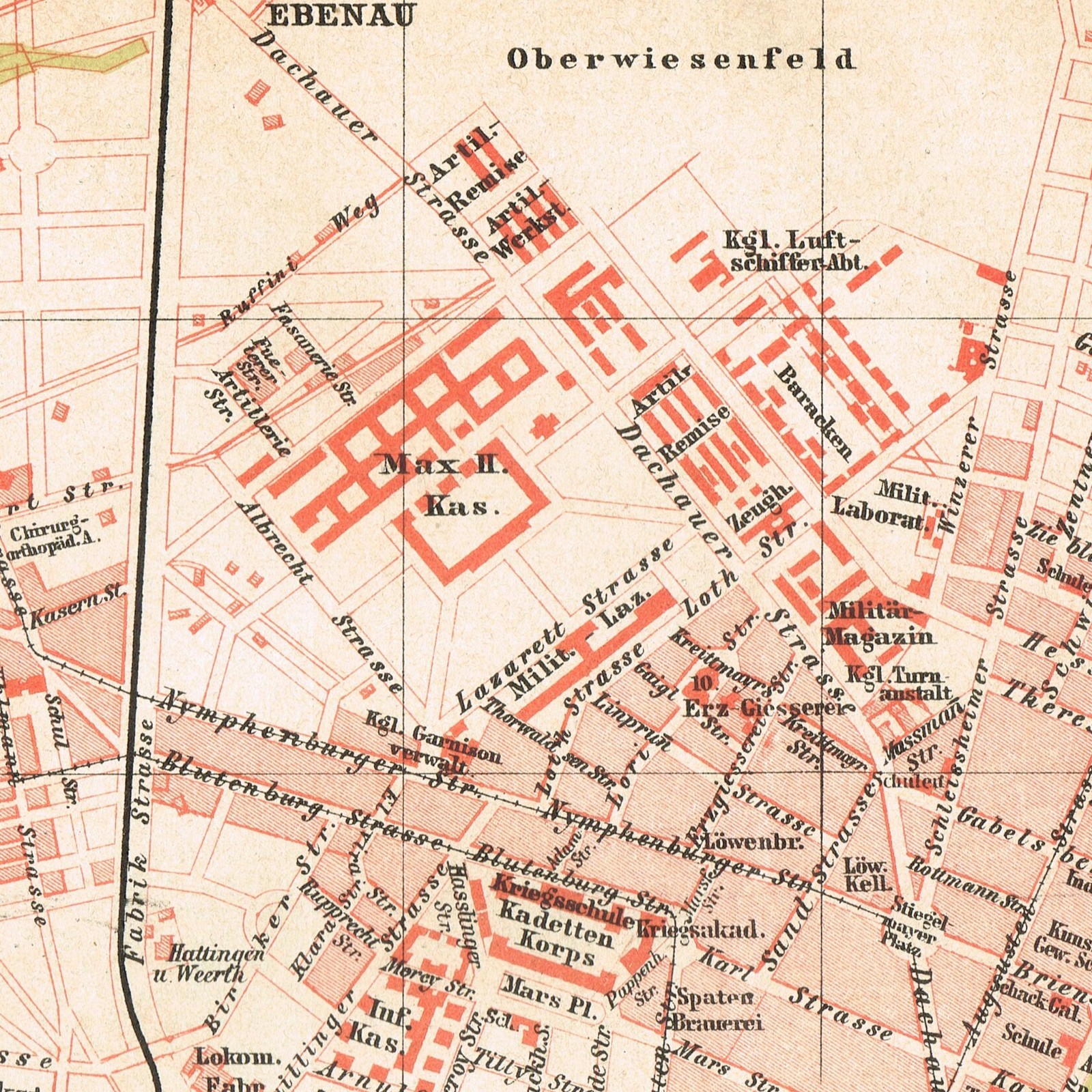 MUNICH dated 1897 München Original map Antique city plan Germany Deutschland