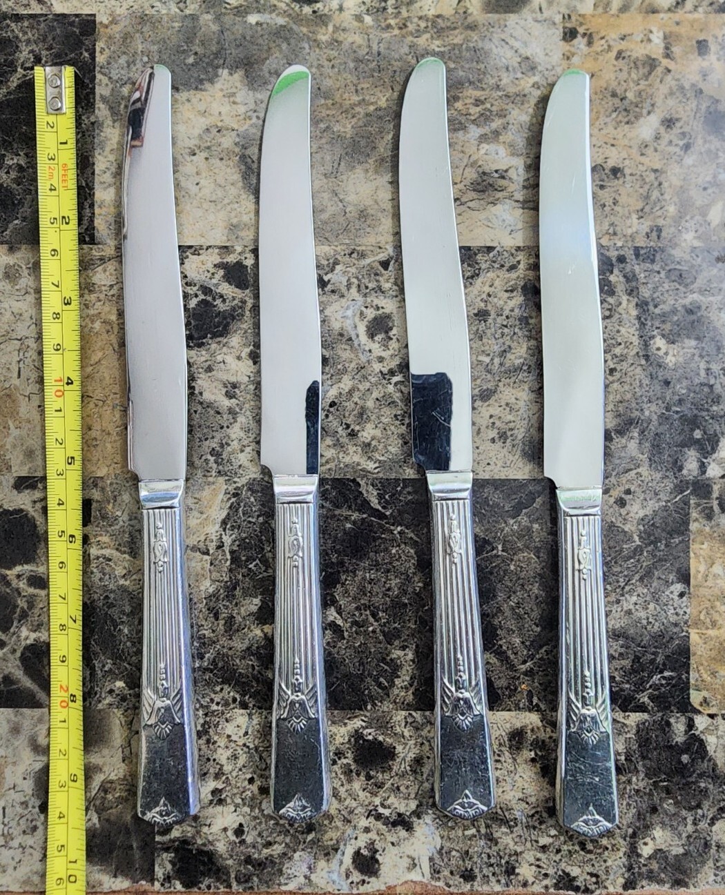 🔎LOT OF 4 ART DECO c1932 GUILD /CADENCE SILVERPLATED NEW FRENCH HOLLOW KNIVES
