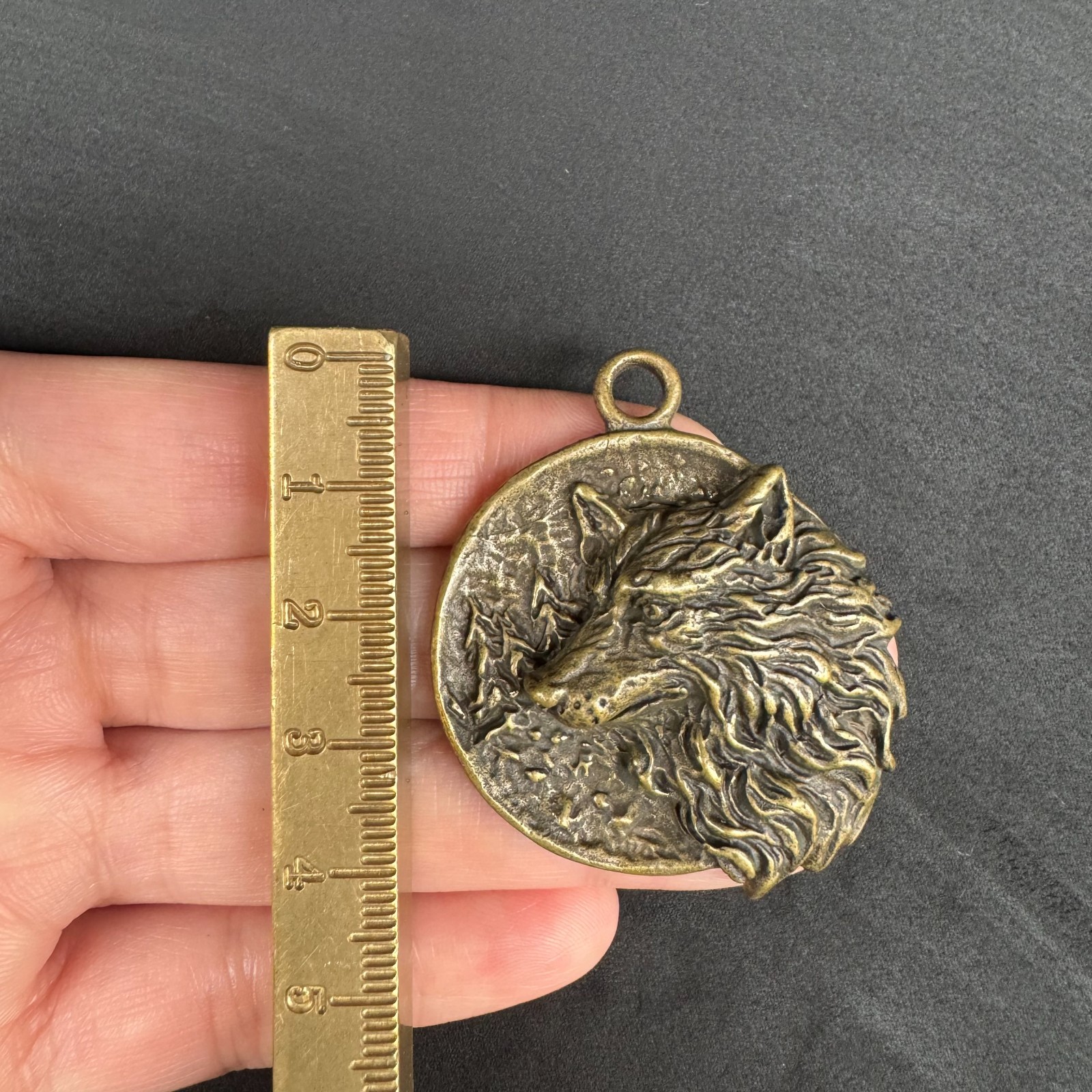 Old Chinese Tibetan Buddhist Copper wolf’s head Pendant amulet