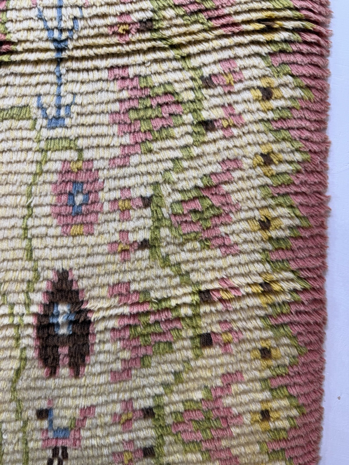 Vintage Fabulous Hand Knotted Dated Swedish Scandinavian Rya Shag Wool RugCarpet