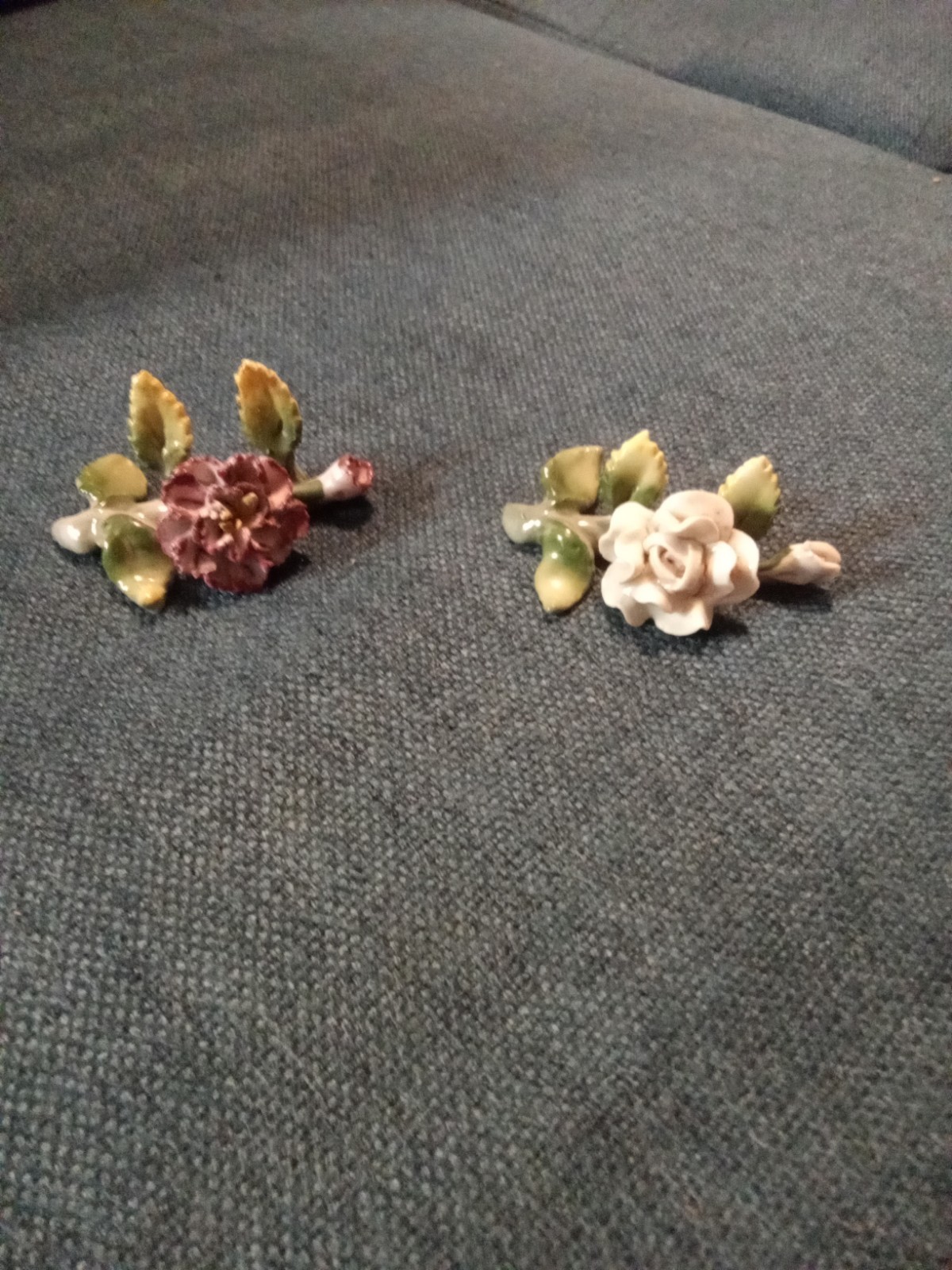 Antique Place Card Holdes – Germany – Ceramic – Flower on branch
