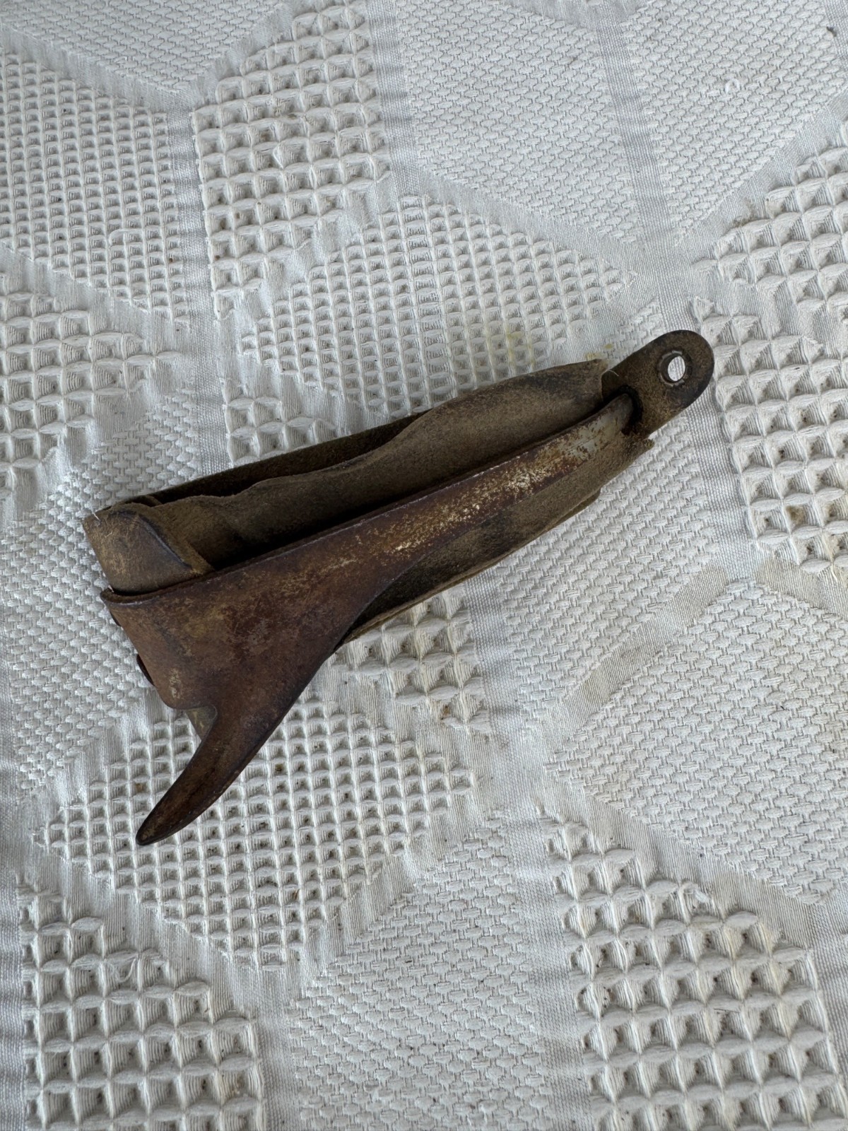 Antique Leather and Metal Corn Husker Shucker With Rustic Patina