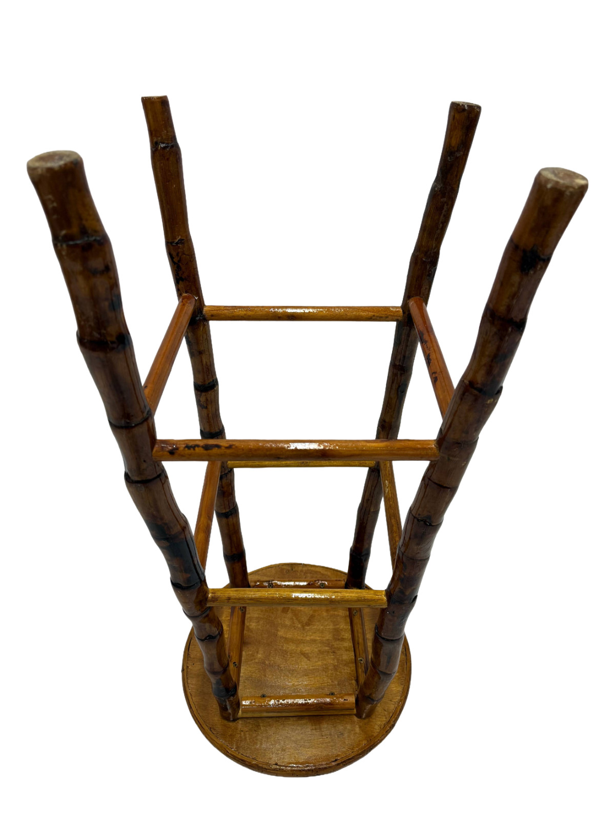 Mid-Century Kenian-Style Bamboo 30″ Bar Stool w/ Segmented Legs & Footrest