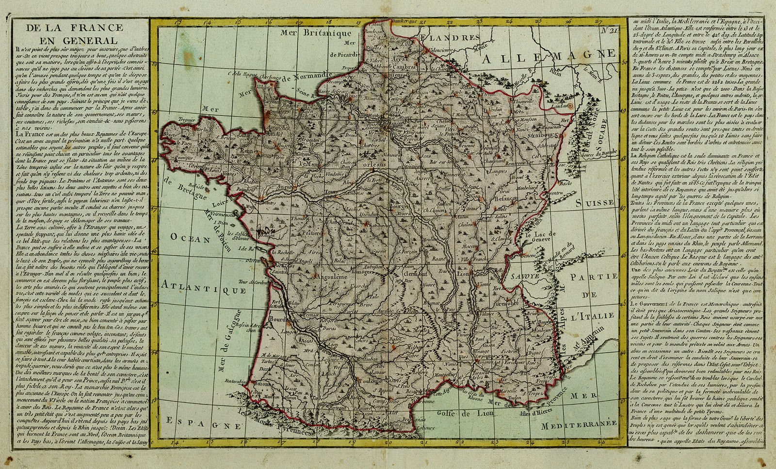 Antique Map-De la France en general-A description of France-ca. 1800