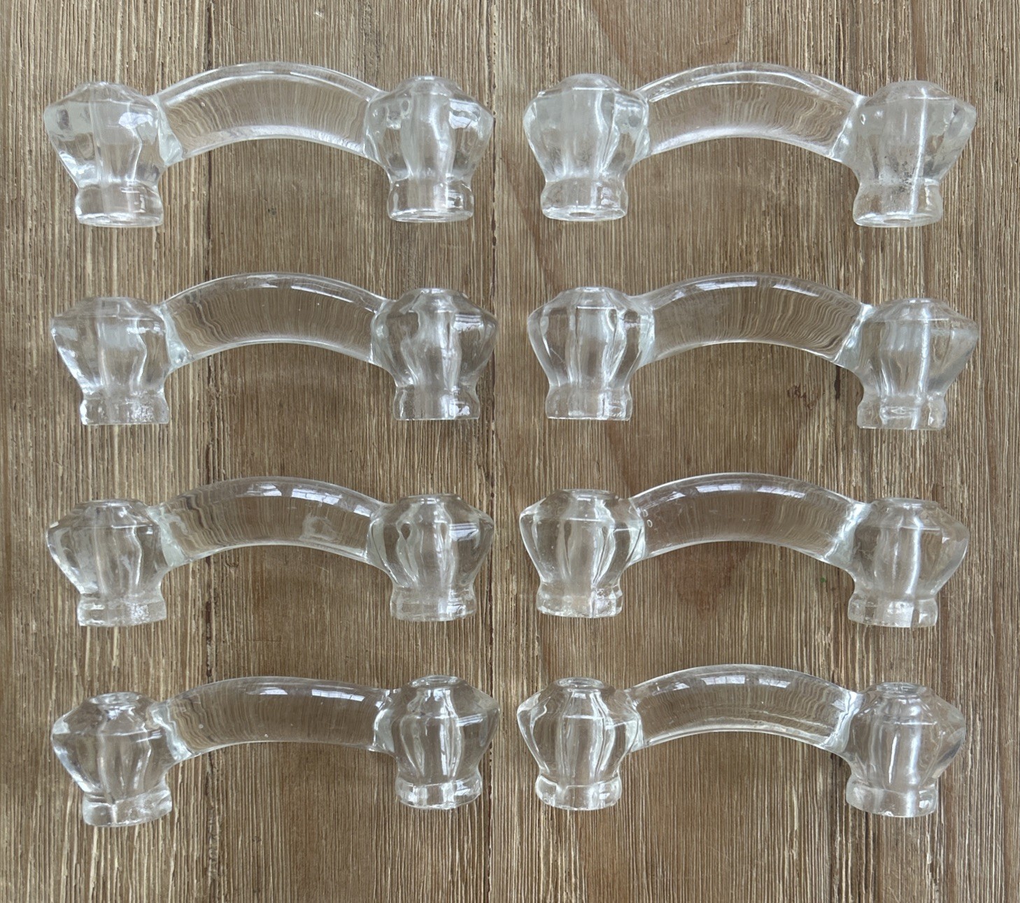 8 Clear Glass Cabinet Drawer Door Handle Pulls 3”