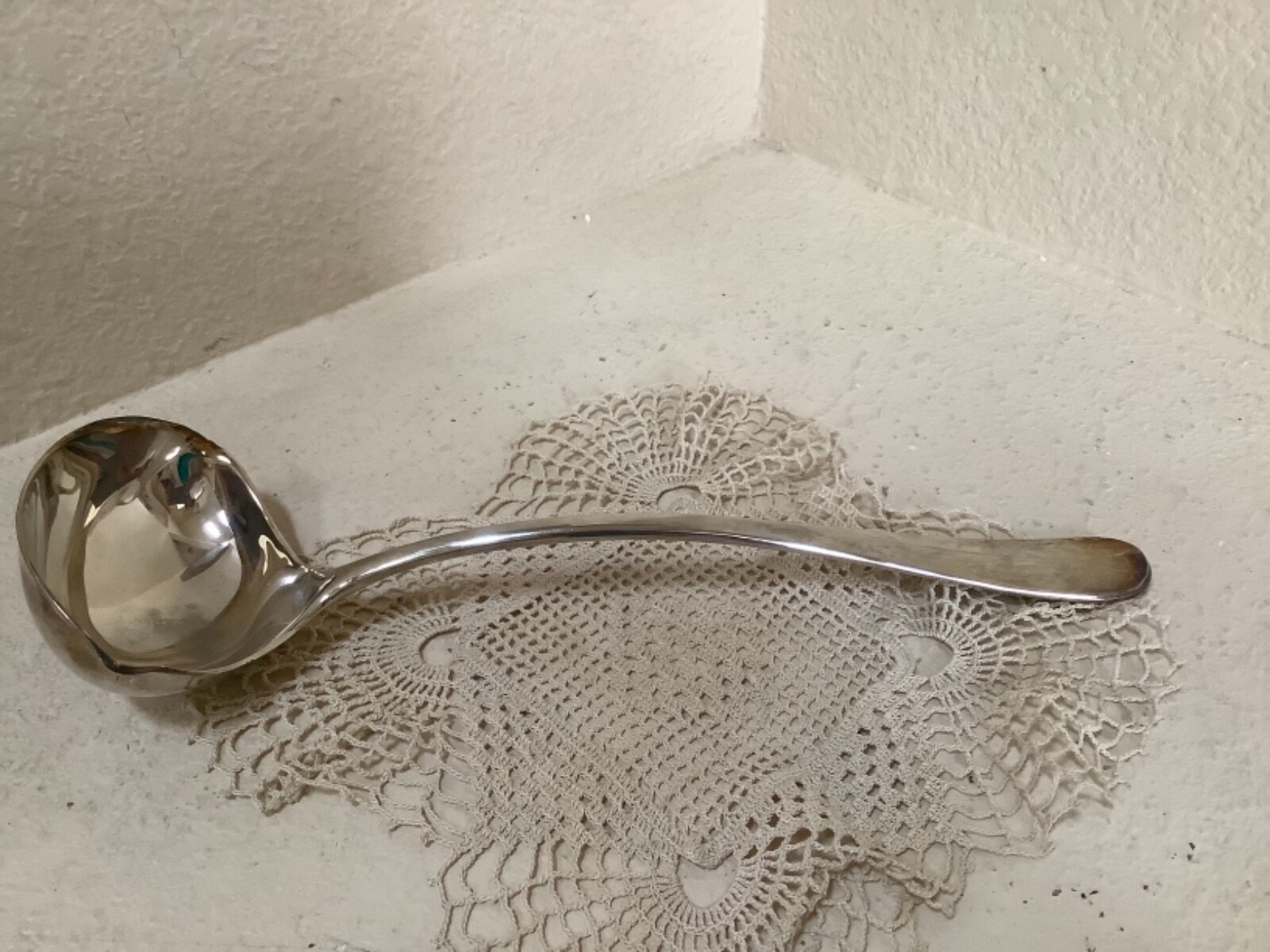 Vintage Silverplate Double Spout Punch Ladle EUC
