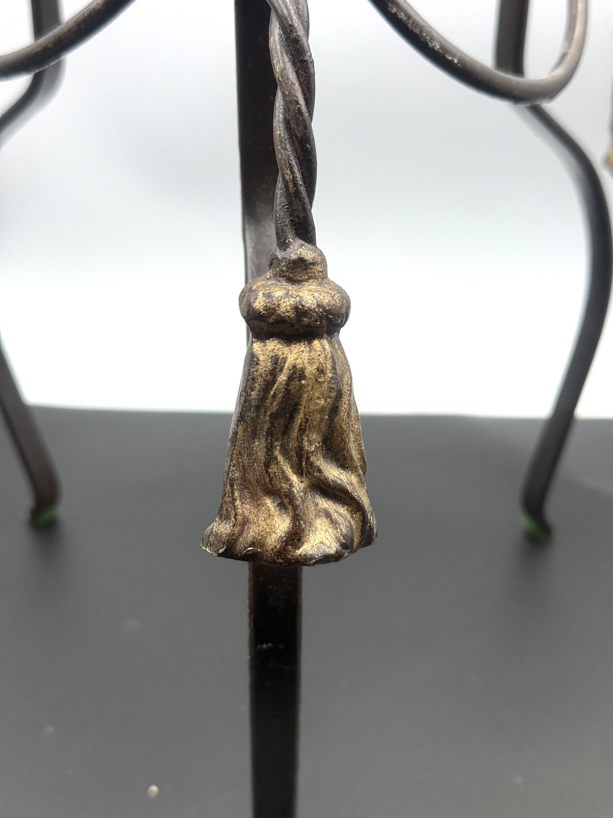 Vintage Italian Hollywood Regency Style 3 Gold Tassel Iron Rope Tassel Stand