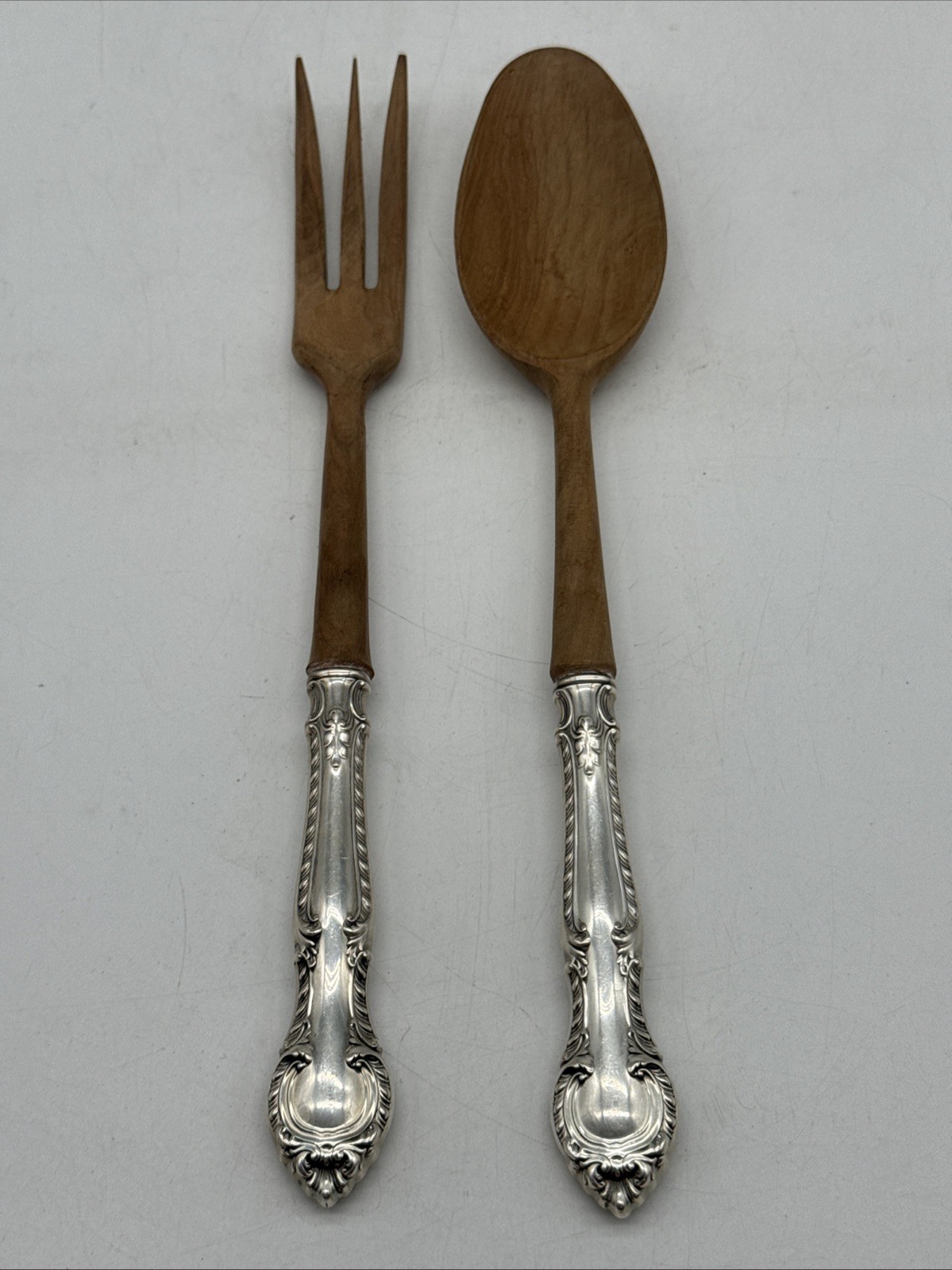 1939 Gorham English Gadroon Sterling Salad Servers Spoon And Fork 1939 No Mono