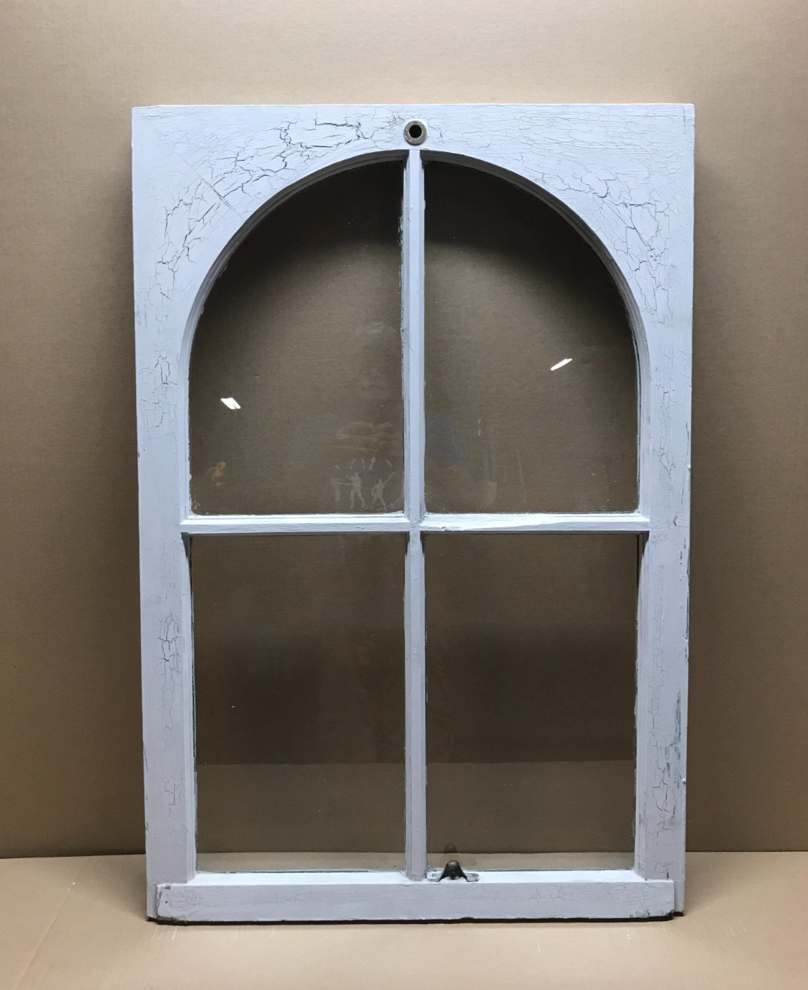 Antique VTG 4 Lite Shabby Arch Dome Glass Top Window Sash 27×41 Old 1211-26B