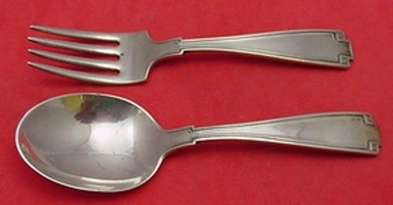 Etruscan by Gorham Sterling Silver Baby Set 2pc Original 4 3/8″ Infant Heirloom