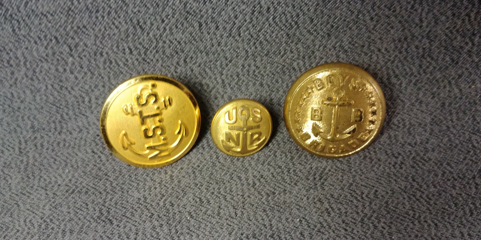 3 US Naval Reserve Military Sea Transport Service Boys Brigade Anchor Button Lot