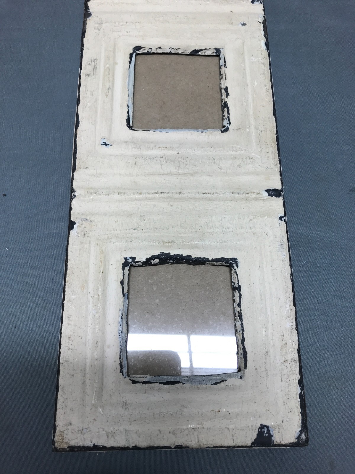 VTG 5×17 Multi Triple 3″ Photo Tin Ceiling Metal Picture Frame Old 1838-25B