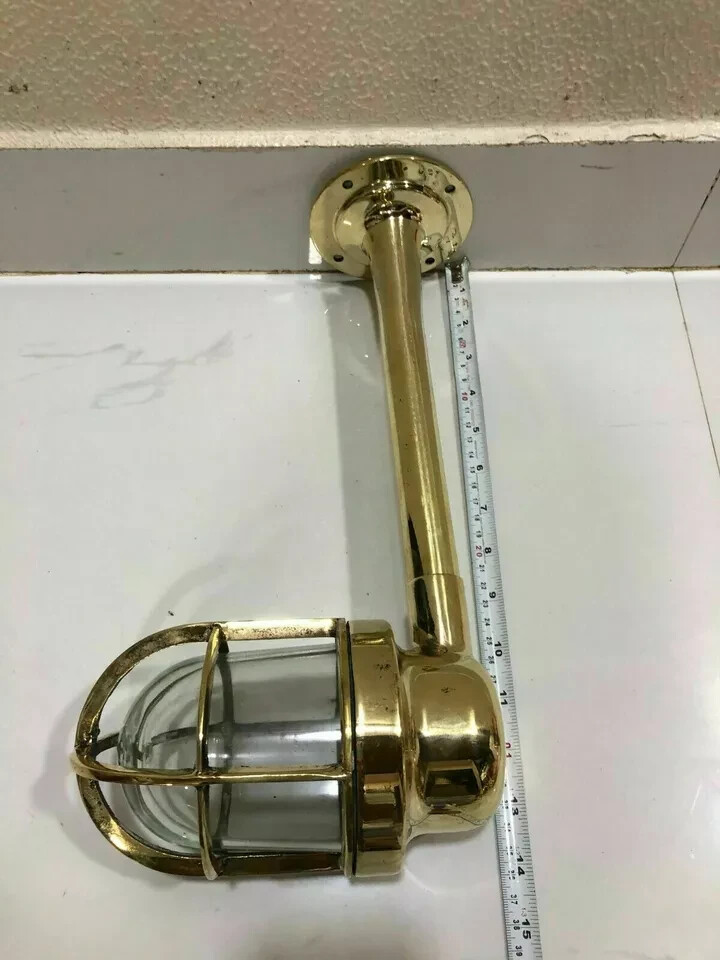 Vintage Antique Brass Bulkhead Nautical Wall Sconces Light Fixture-Copper Shade