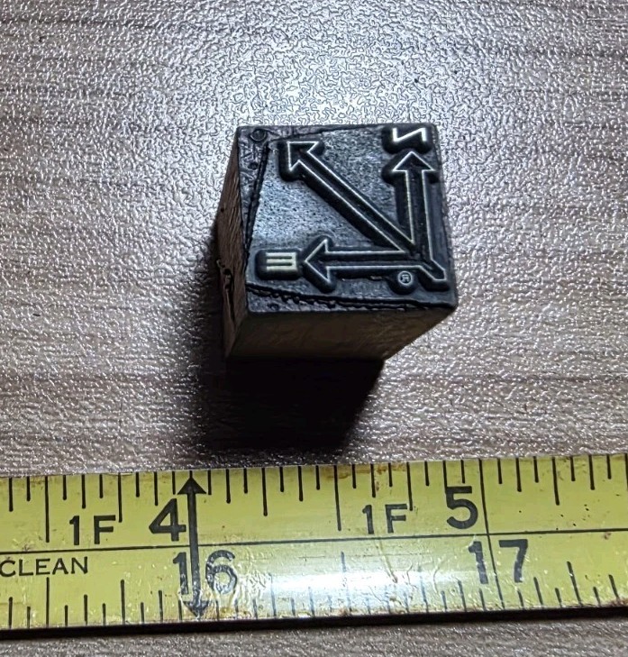 Vintage Letterpress Printing Block Directional North East Compass Trade Mark