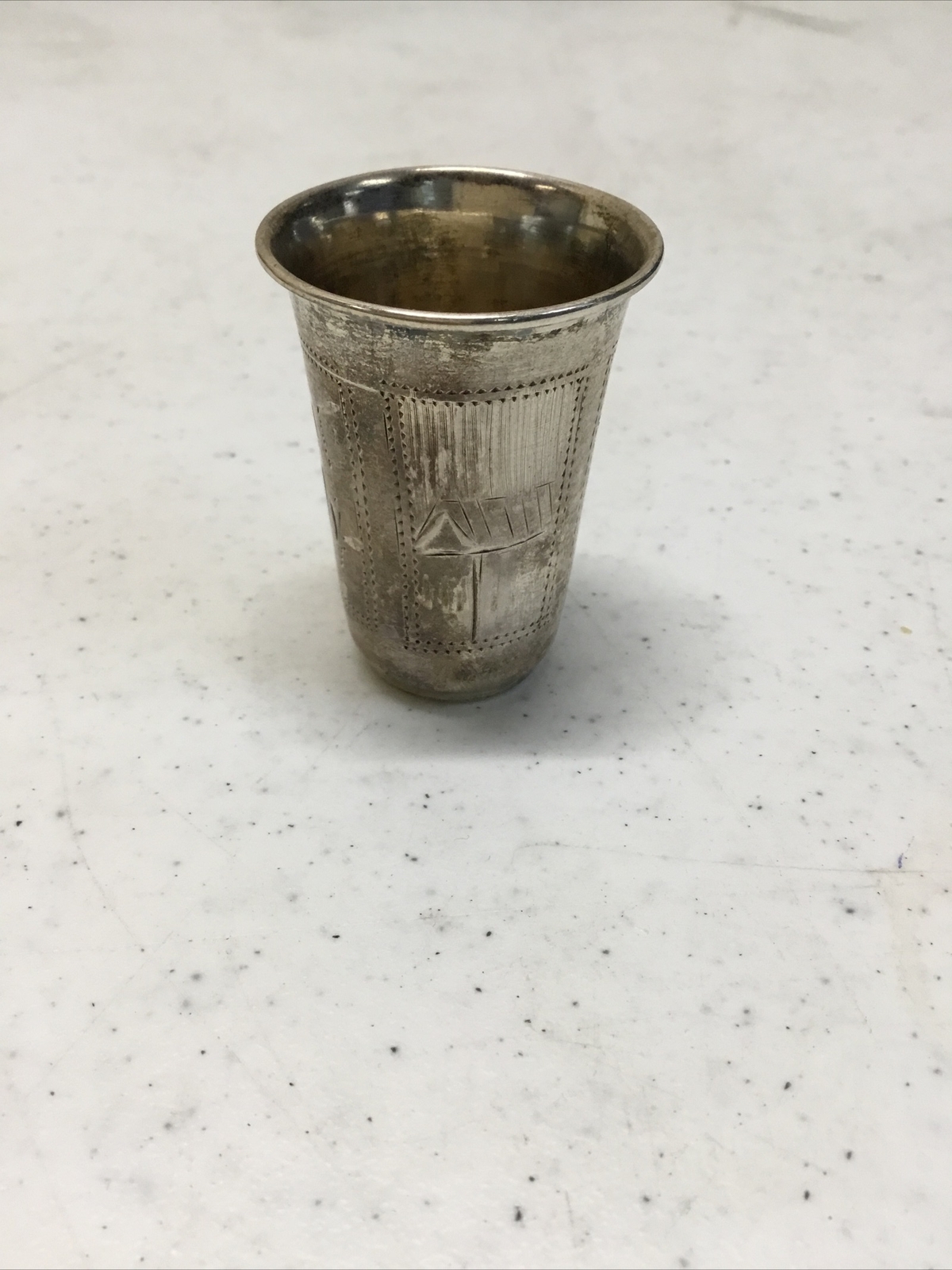 Antique Imperial Russian 84 Sterling Silver Jigger/ Shot Glass Etched 17.9 Grams