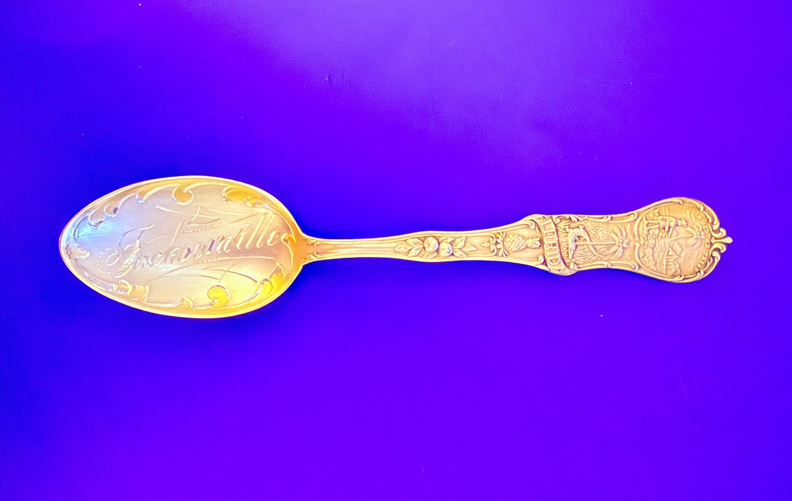 Historical SOUVENIR SPOON Jacksonville Florida STERLING SILVER Alligator Palm