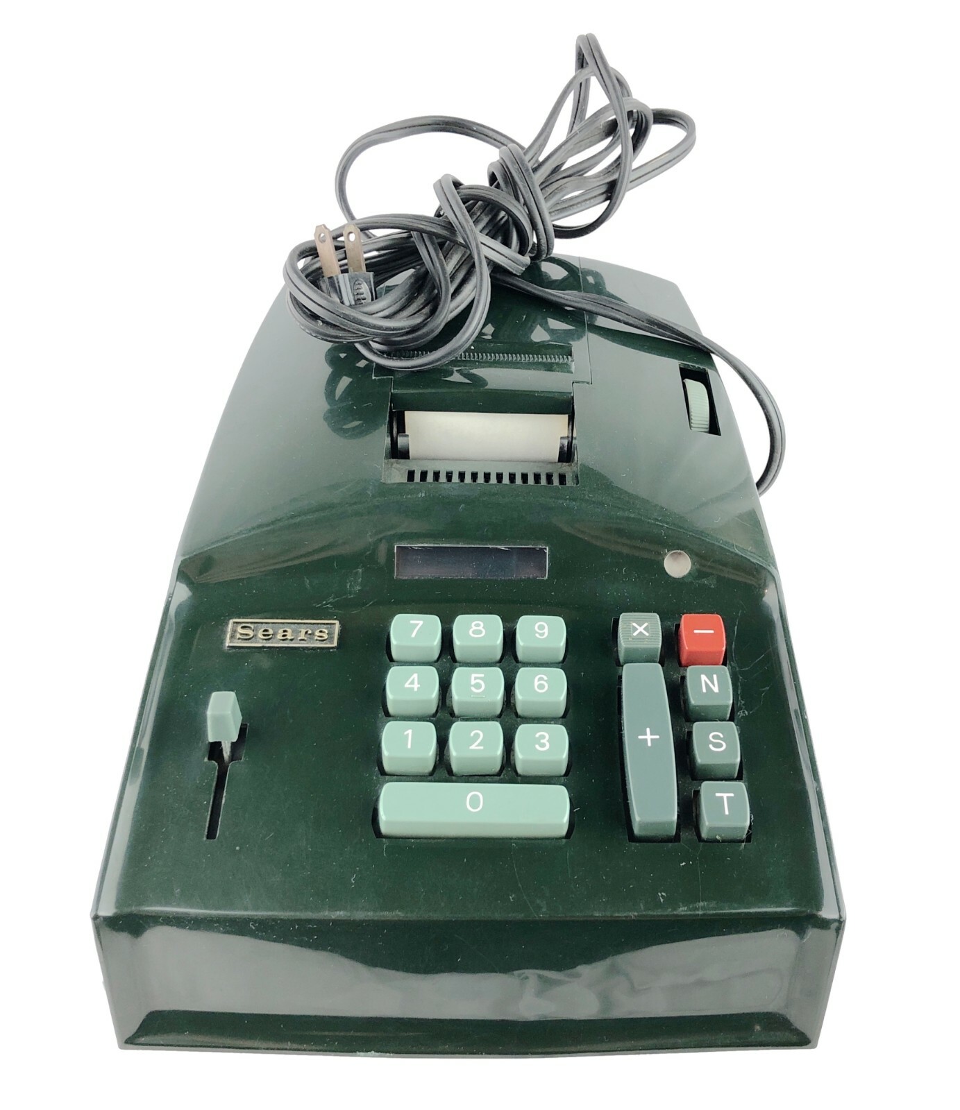 Vintage Sears Dark Green Electric Adding Machine 873.58182 Working 1970s Japan