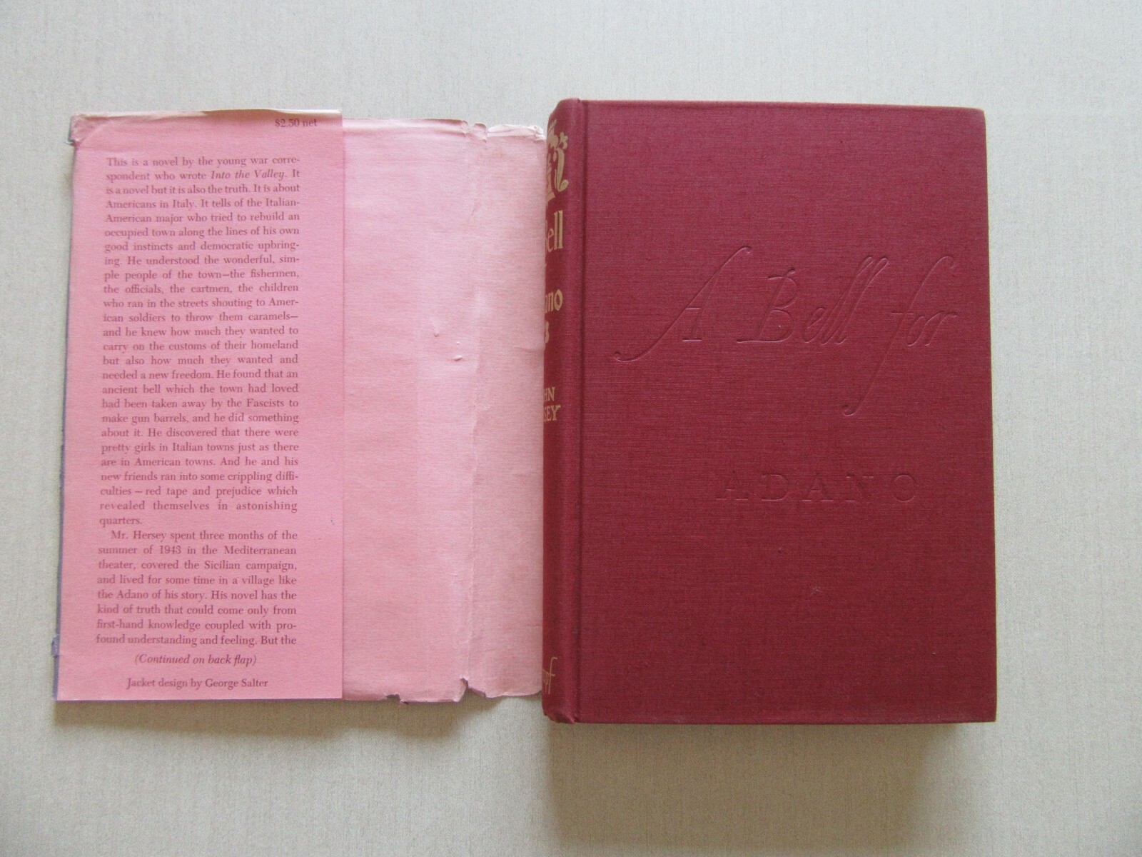 A Bell for Adano by John Hersey – Alfred A. Knopf, Pre-publication Edition, 1944