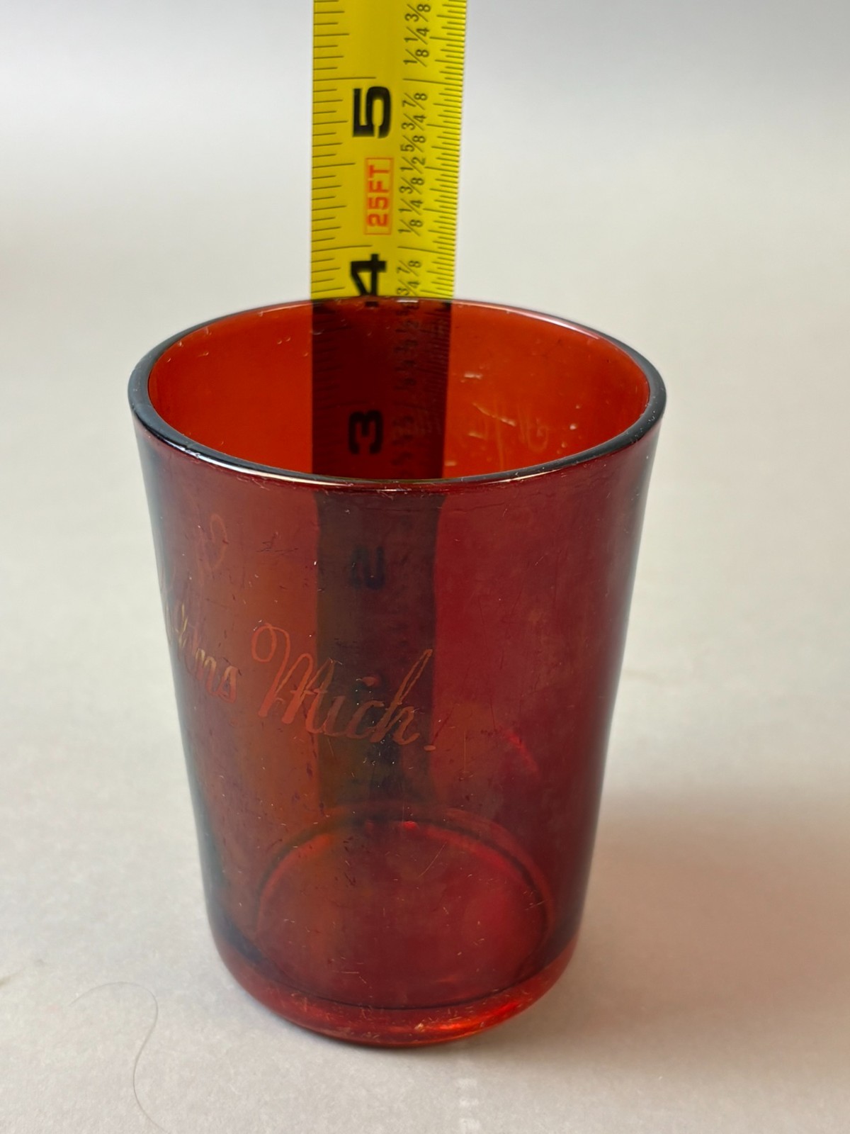 #955 Antique ST JOHNS Michigan Ruby Red Flash Souvenir Glass CUP