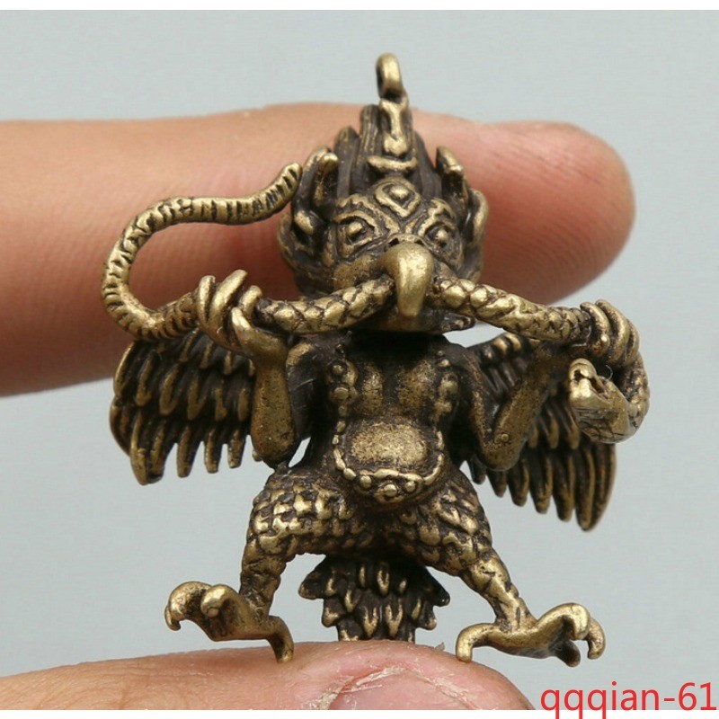 1.6″ Collect Nepal Tibetan Buddhism Pendant Bronze Garuda Dhwaja Buddha Amulet