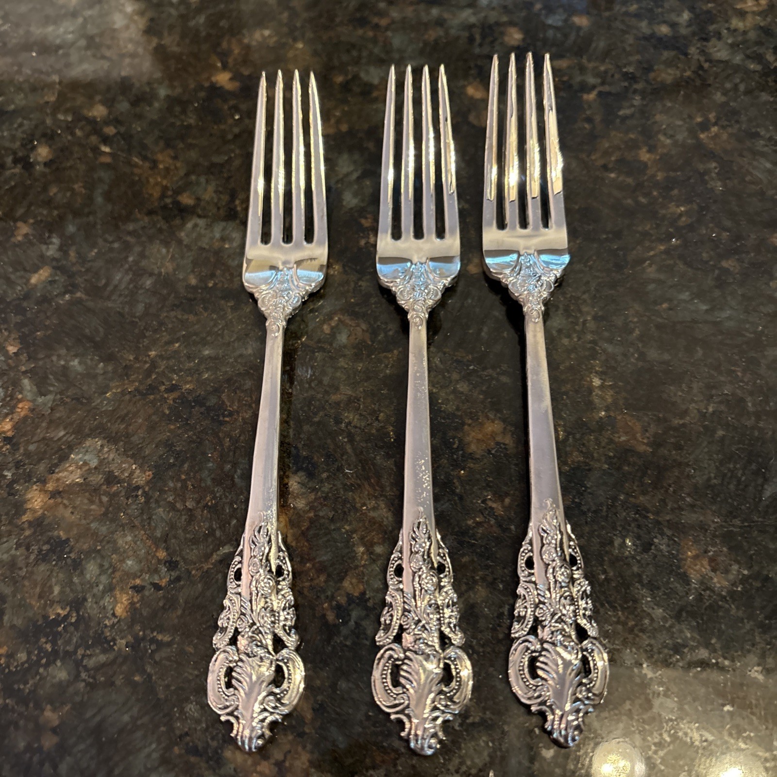 Baroque by Godinger Flatware Lot of 3 Dinner Forks Silverplate