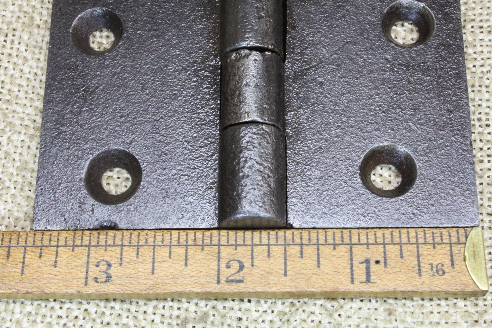 2 Old Door Hinges 3 1/2 X 3 1/2” 1850’s Vintage Heavy Duty Cast Iron Rustic