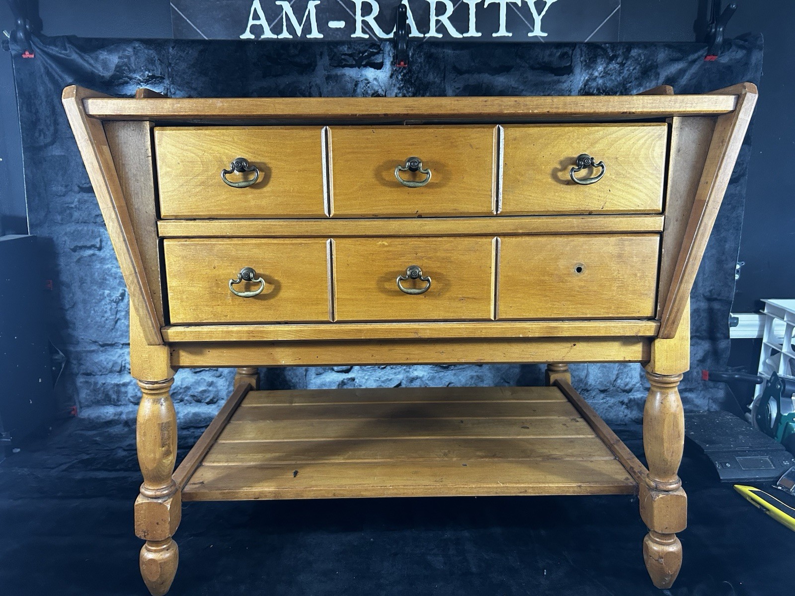 Antique Sheraton Coffee Table Primitive Country Pine Rustic Furniture 24×28” USA