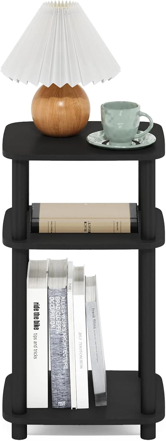 3-Tier End Table Round Corner Side Nightstand Open Shelf Bedroom Living Room