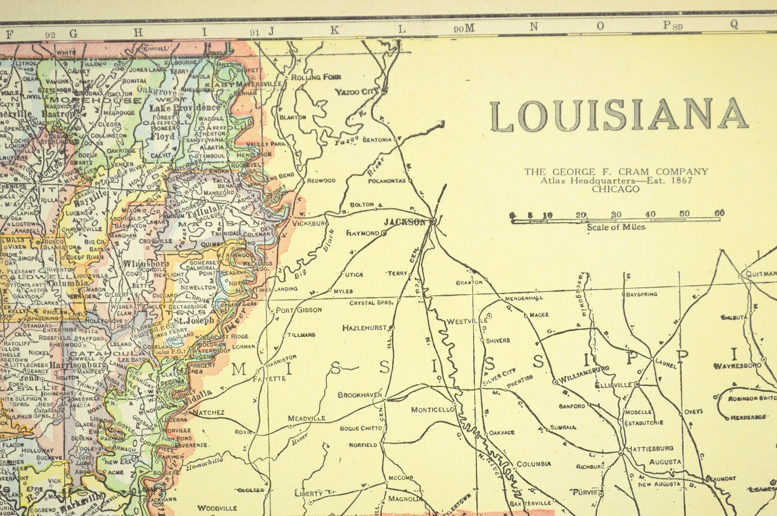Vintage LOUISIANA Map Wall Art Original Lake Pontchartrain New Orleans Antique