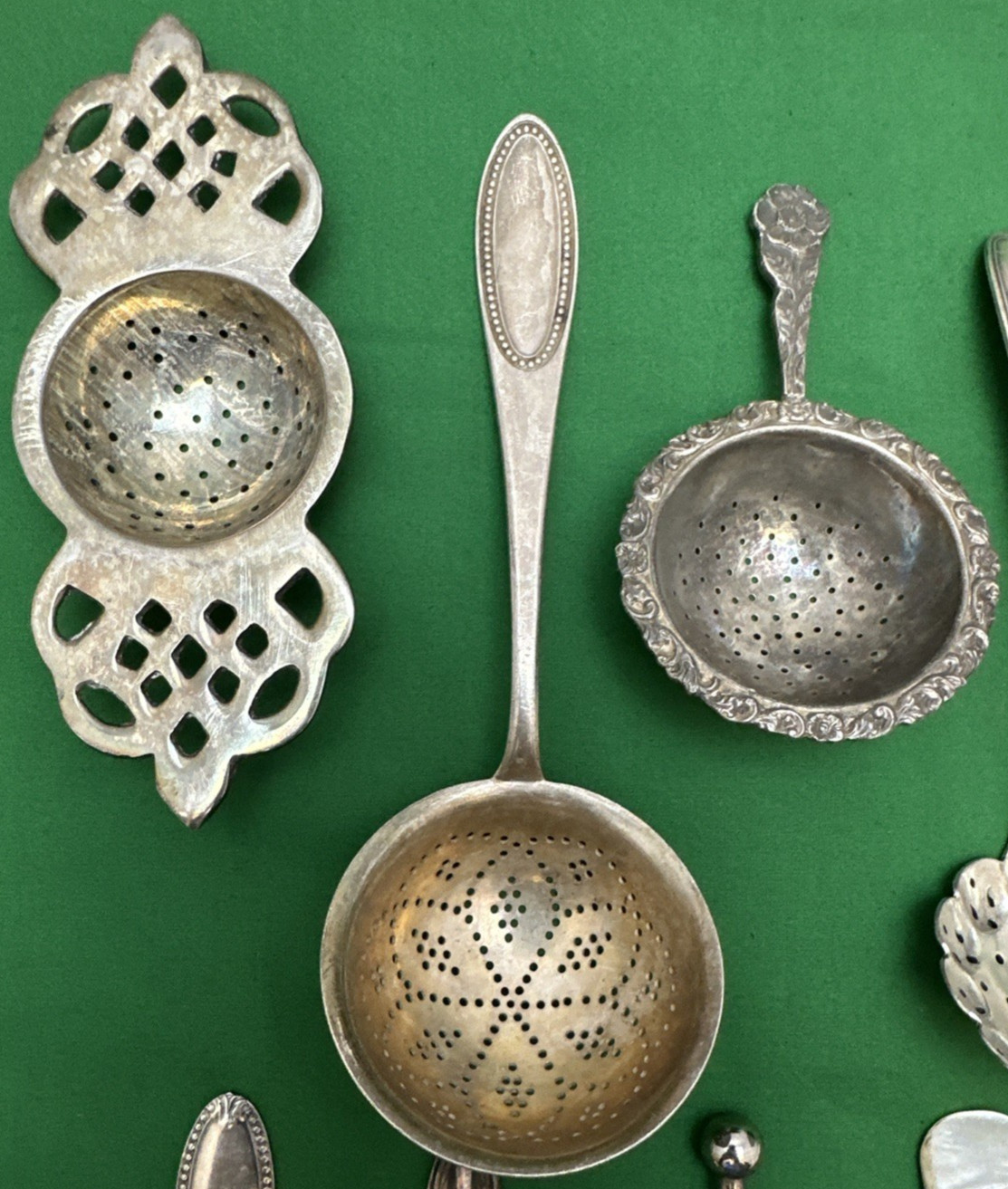 10 Pc Silverplated TEA INFUSERS / STRAINER / SPOONS Antique to Vintage Mix