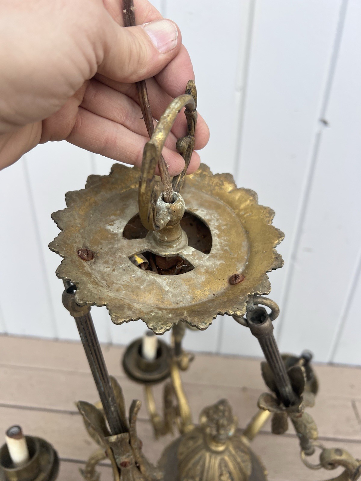 Vintage brass Large chandelier light Hollywood Regency Castle Victorian Spanish