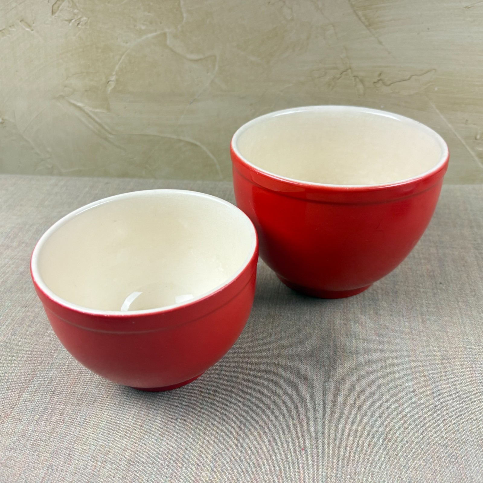 Cambridge Red Nesting Mixing Bowls Set Oven Proof Glass USA Vintage