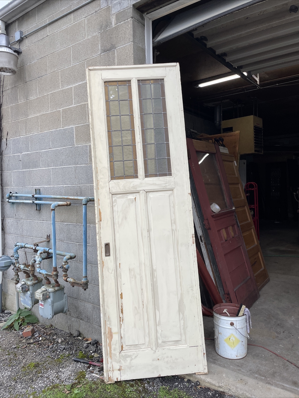 MK7 antique Stained Glass Pocket door 31.75 x 101 x 2.75